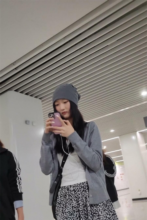 XM668黑色印花连衣裙小姐姐，红色内内